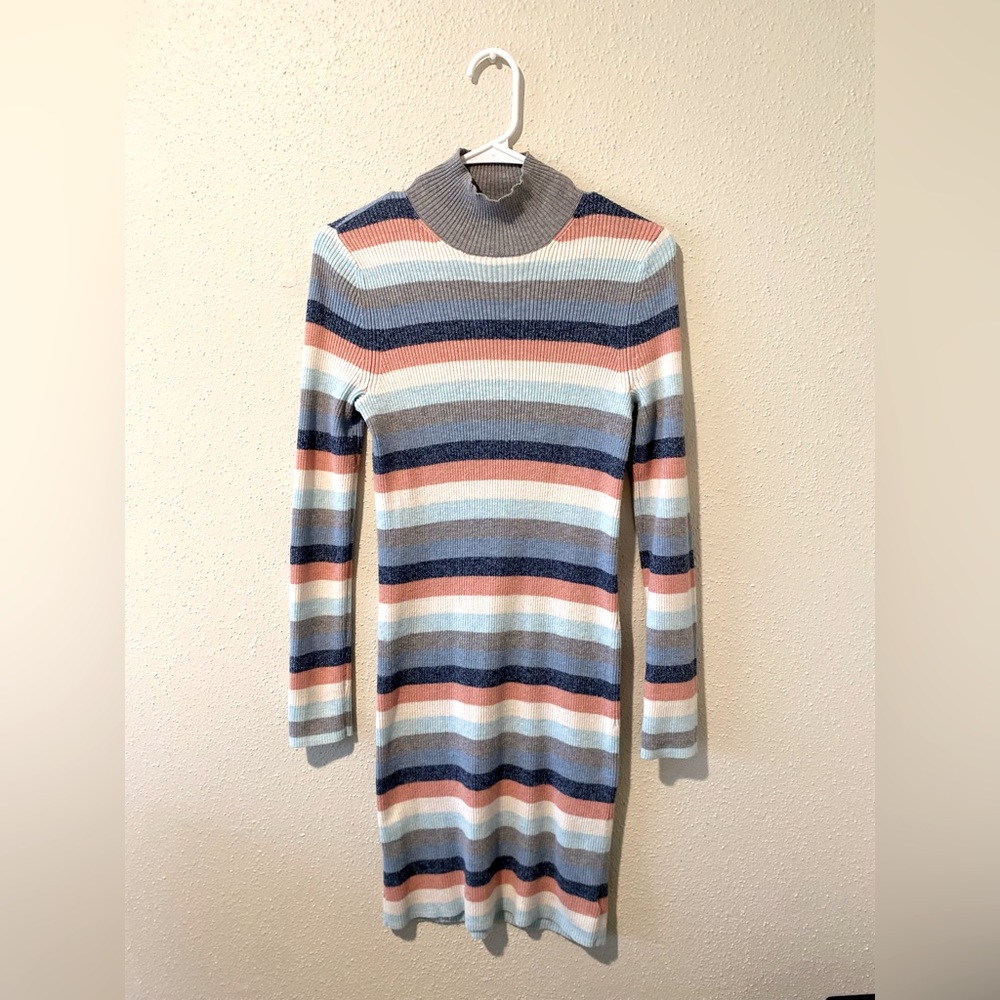 Ribbed Bodycon Mock Neck Dress